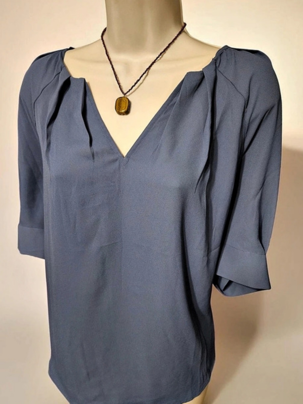 LOFT V-Neck Blouse in Blue Size Medium NWT